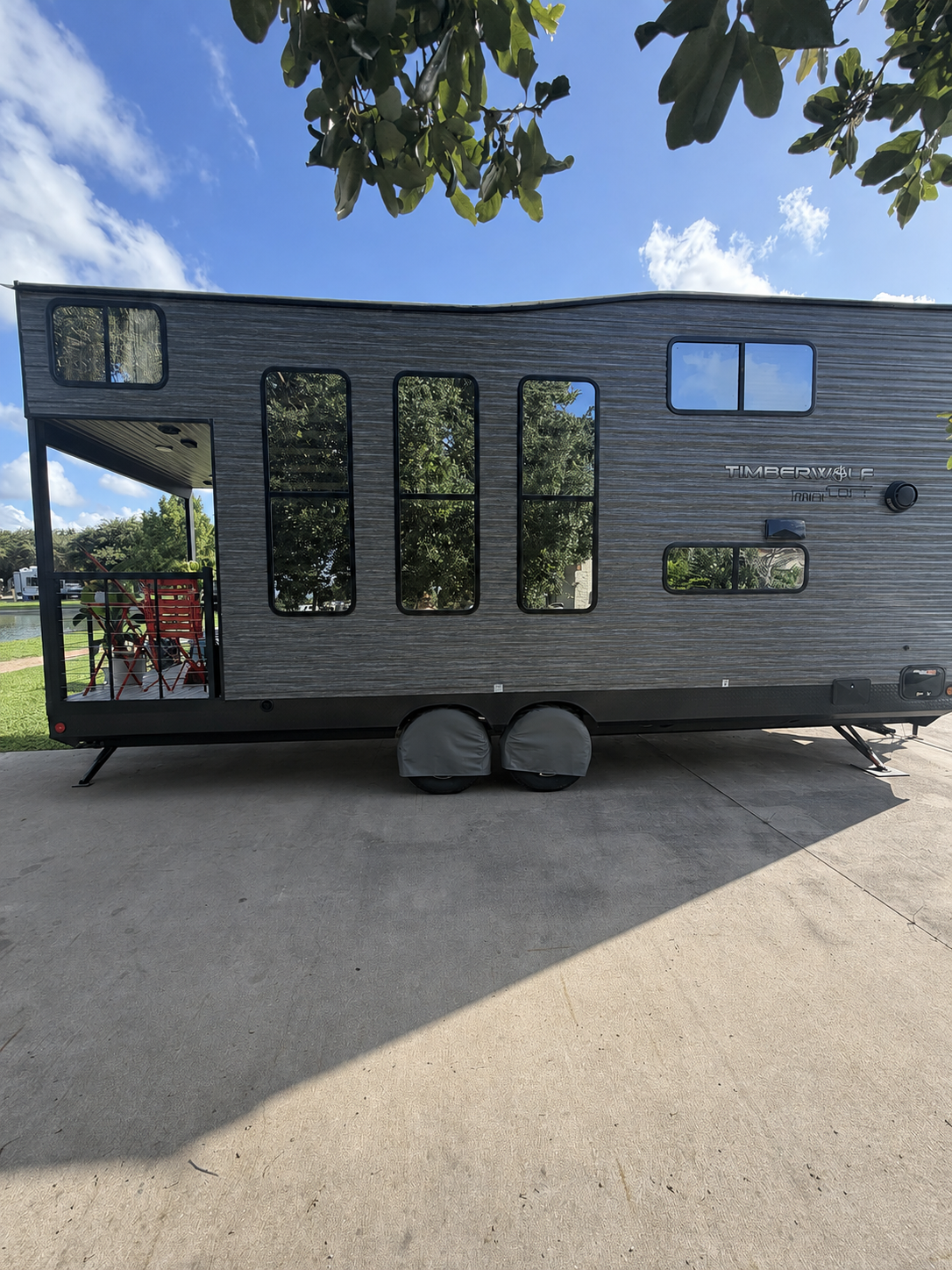 Elevaire MG Timberwolf Mini Loft at its lakeside RV site